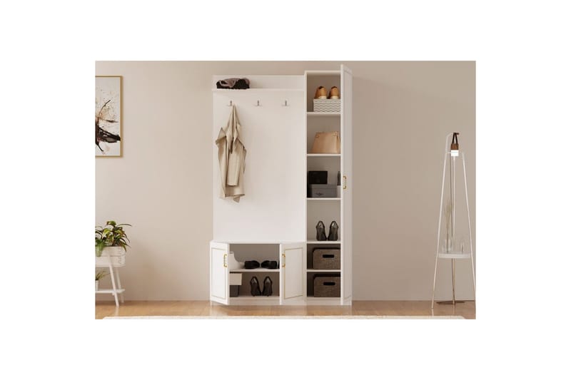 Caeton Hyllyjärjestelmä 200 cm - Matta Valkoinen - Säilytys - Kaappi - Säilytyskaappi