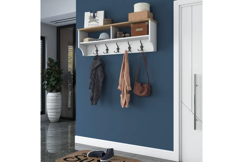 Caraway Naulakko 120x22,2 cm Valkoinen/Valkoinen - Hanah Home - Säilytys - Hylly - Hattuhylly