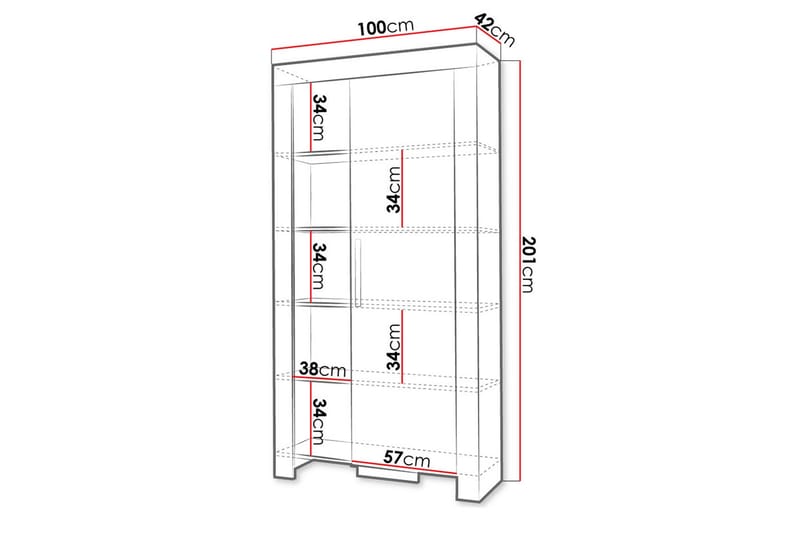 Cezar Hylla 100x42x201 cm Ek - Säilytys - Hylly - Kirjahylly