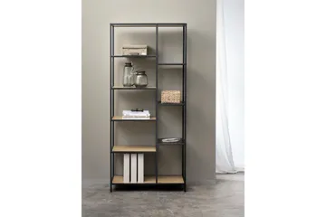 Cytis industriaalinen kirjahylly 80 cm metallia puutasolla - Musta - Säilytys - Hylly - Kirjahylly