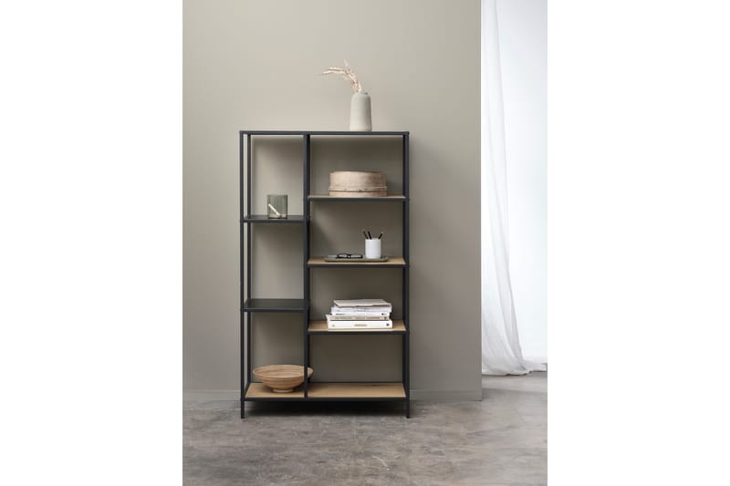 Cytis teollinen kirjahylly 80 cm metallia ja puutaso - Musta - Säilytys - Hylly - Kirjahylly
