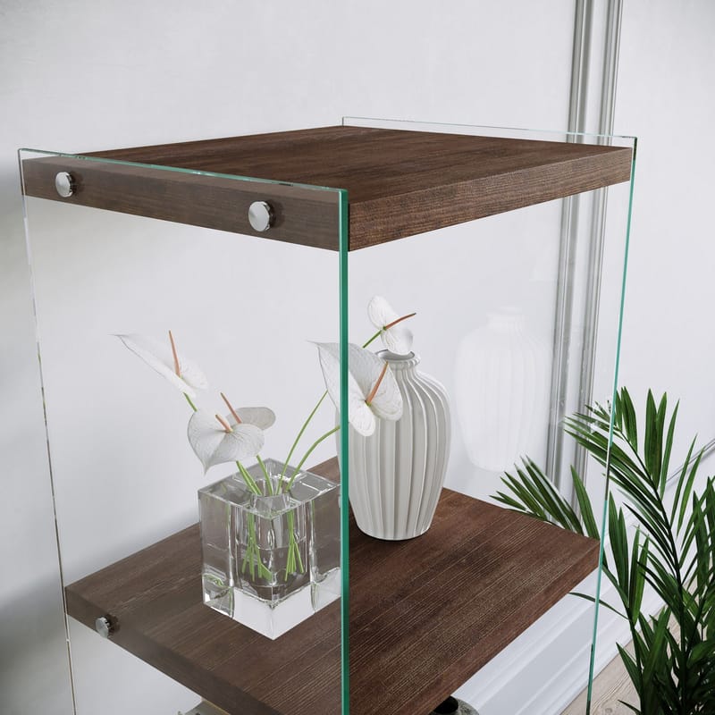 Dalshult kirjahylly 40 cm lasia ja puutaso - Läpinäkyvä - Säilytys - Hylly - Kirjahylly