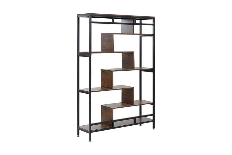 Daven kirjahylly 115 cm puuta metallirunko, Ruskea
