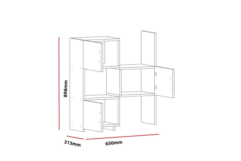 Decorotika kirjahylly 65 cm maalattua puuta - Valkoinen - Säilytys - Hylly - Kirjahylly