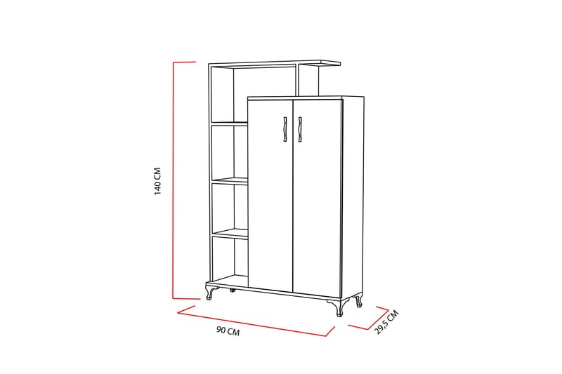 Decorotika kirjahylly 90 cm maalattua puuta - Valkoinen - Säilytys - Hylly - Kirjahylly