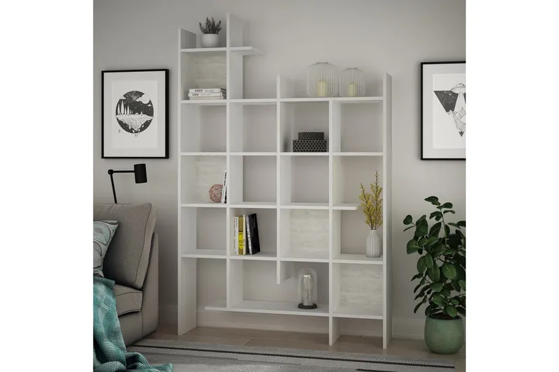 Decorta kirjahylly 122 cm maalattua puuta - Valkoinen - Säilytys - Hylly - Kirjahylly