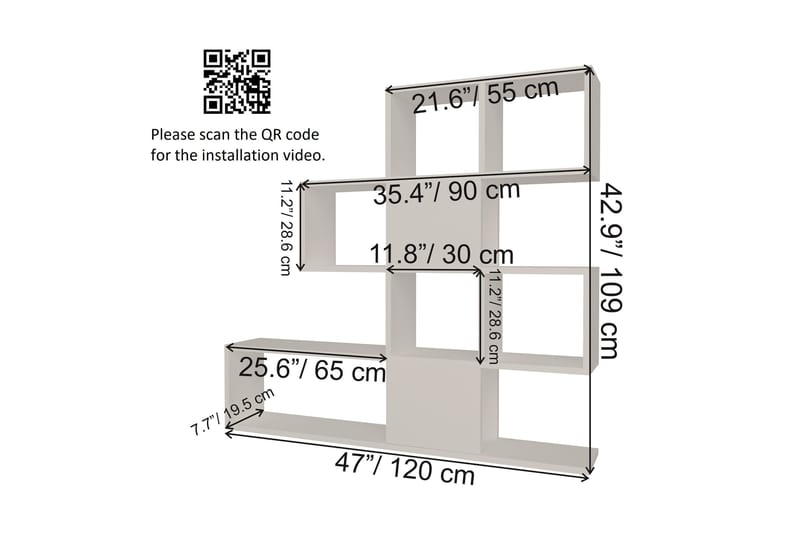 Desgrar kirjahylly 120x109 cm maalattua puuta - Valkoinen - Säilytys - Hylly - Kirjahylly