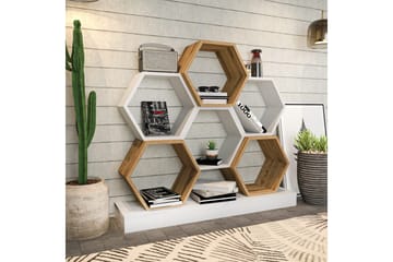 Desgrar kirjahylly 120x109 cm tammi - Valkoinen - Säilytys - Hylly - Kirjahylly