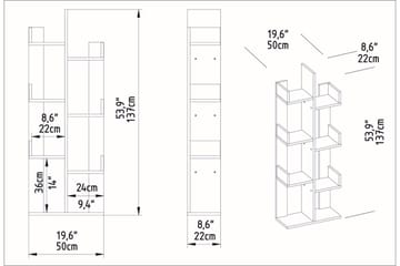 Desgrar kirjahylly 50x173 cm maalattu puu - Valkoinen - Säilytys - Hylly - Kirjahylly