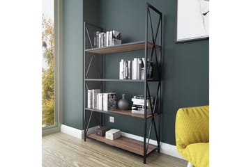 Desgrar kirjahylly 94x150 cm metallia puutasolla - Musta - Säilytys - Hylly - Kirjahylly