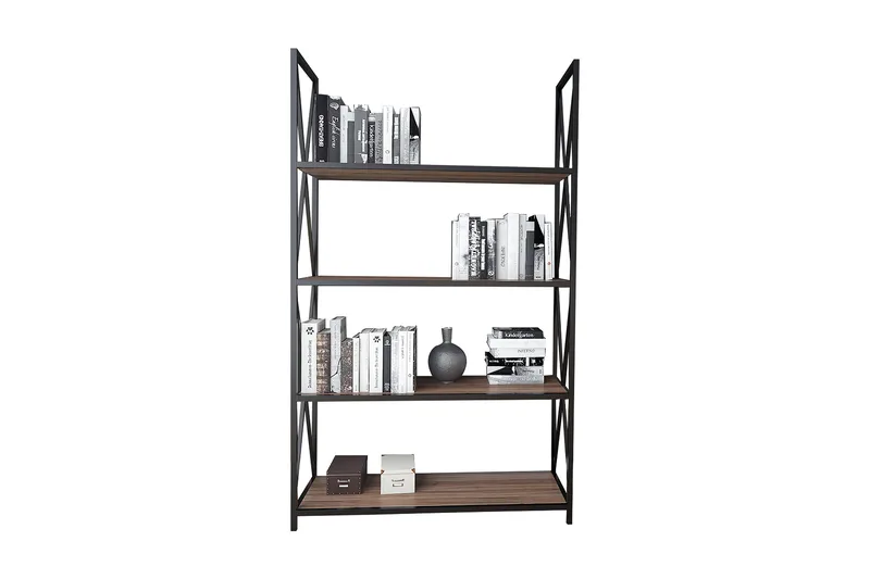 Desgrar kirjahylly 94x150 cm metallia puutasolla, Musta