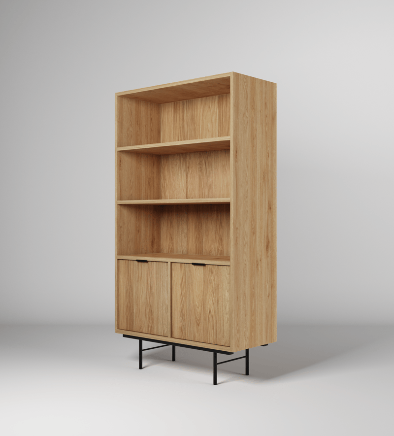 Dravo Kirjahylly 90x185 cm - Luonnonhikkori - Säilytys - Hylly - Kirjahylly