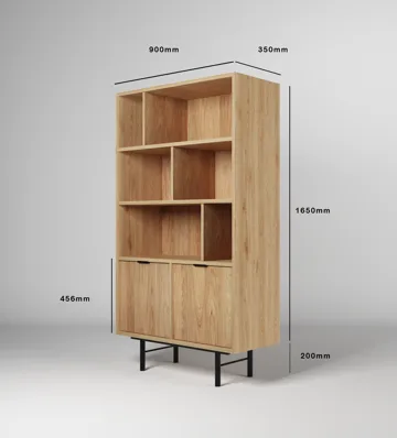 Dravo Kirjahylly 90x185 cm - Luonnonhikkori - Säilytys - Hylly - Kirjahylly