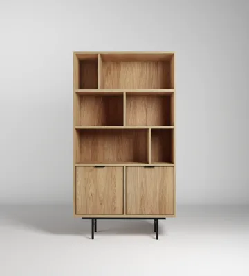 Dravo Kirjahylly 90x185 cm - Luonnonhikkori - Säilytys - Hylly - Kirjahylly