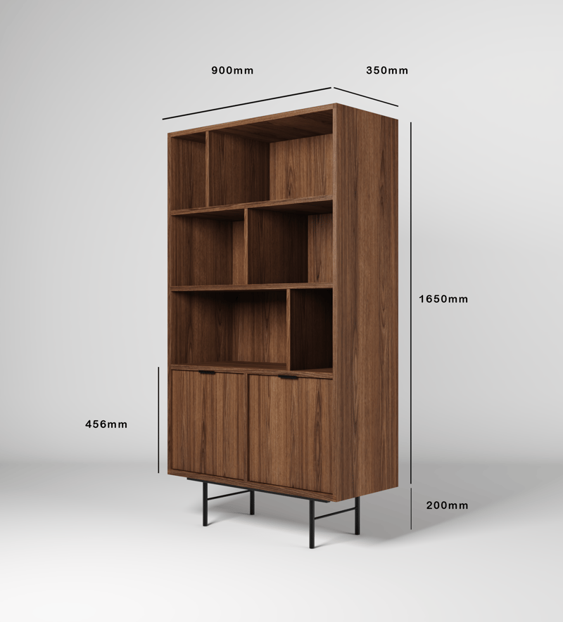 Dravo Kirjahylly 90x185 cm - Warmia-pähkinä - Säilytys - Hylly - Kirjahylly