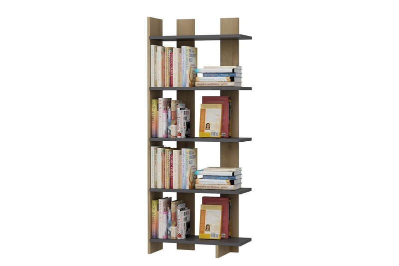 Elas kirjahylly 62x25 cm antrasiitti/ruskea - Hanah Home - Säilytys - Hylly - Kirjahylly