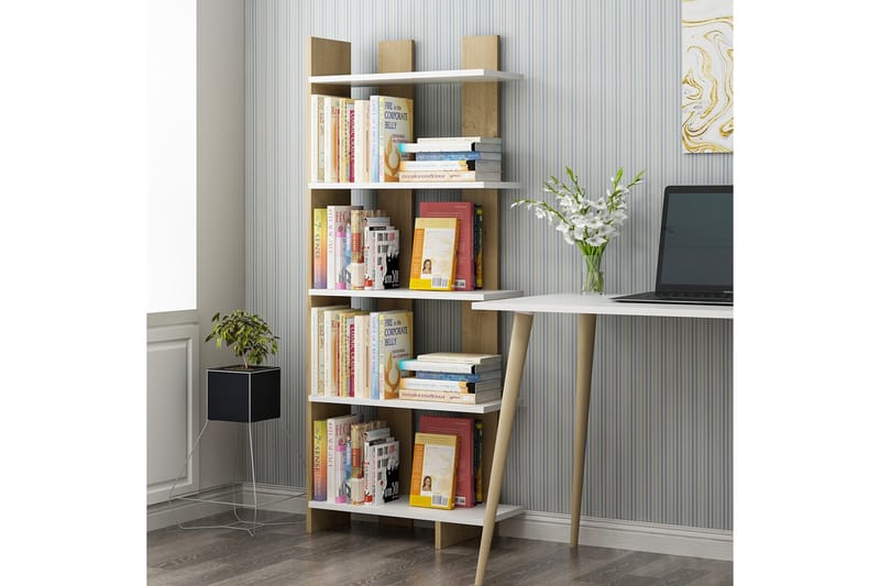 Elas kirjahylly 62x25 cm valkoinen/ruskea - Hanah Home - Säilytys - Hylly - Kirjahylly