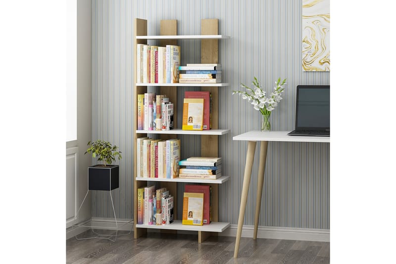Elas kirjahylly 62x25 cm valkoinen/ruskea - Hanah Home - Säilytys - Hylly - Kirjahylly