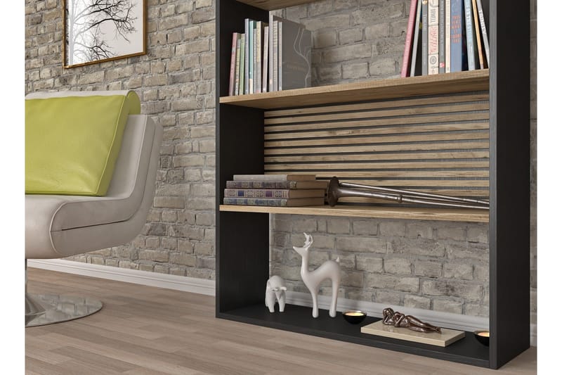Elspet Kirjahylly 90 cm - Musta/Ruskea - Säilytys - Hylly - Kirjahylly