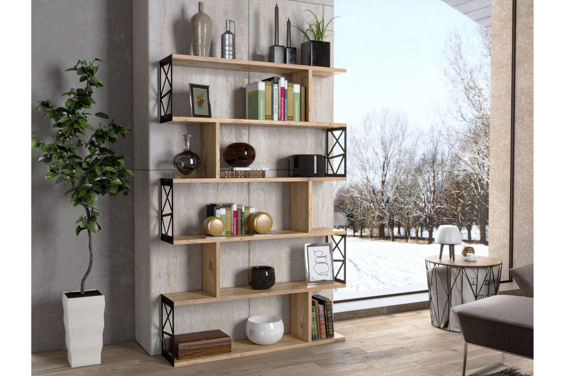 Elspet Kirjahylly 90 cm - Ruskea - Säilytys - Hylly - Kirjahylly