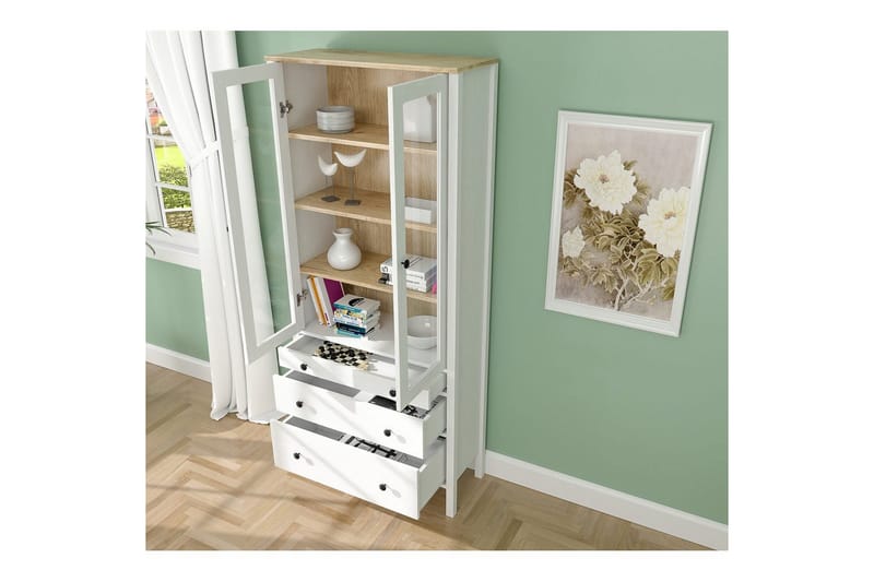 Elvan Kirjahylly 83 cm - Luonnollinen/Valkoinen - Säilytys - Hylly - Kirjahylly