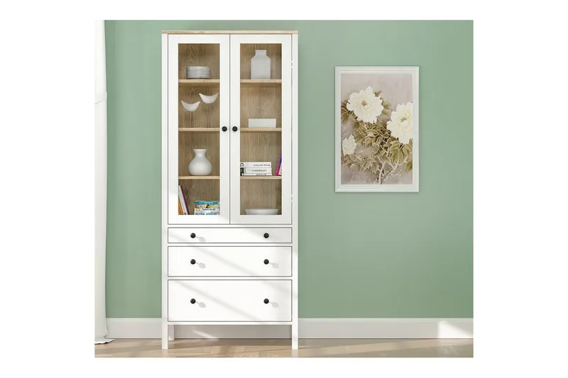 Elvan Kirjahylly 83 cm - Luonnollinen/Valkoinen - Säilytys - Hylly - Kirjahylly