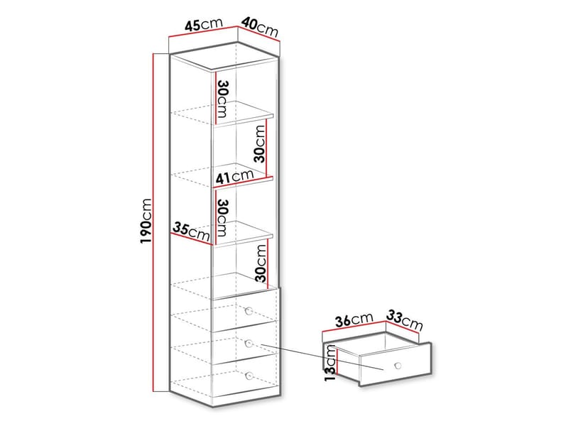 Elvaren Kirjahylly 45 cm Avohyllyillä - Säilytys - Hylly - Kirjahylly