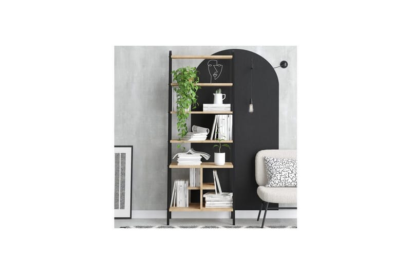 Elyros Kirjahylly 64 cm - Tammi/Musta - Säilytys - Hylly - Kirjahylly