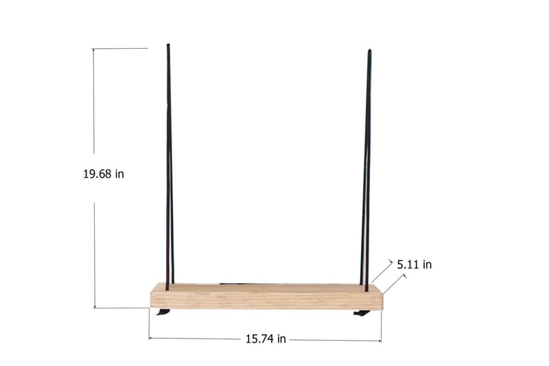 Evila seinähylly köydellä 40 cm puuta tammen ilmeellä - Beige - Säilytys - Hylly - Seinähylly