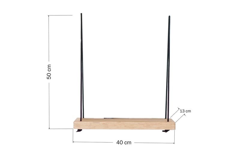 Evila seinähylly köydellä 40 cm puuta tammen ilmeellä - Beige - Säilytys - Hylly - Seinähylly