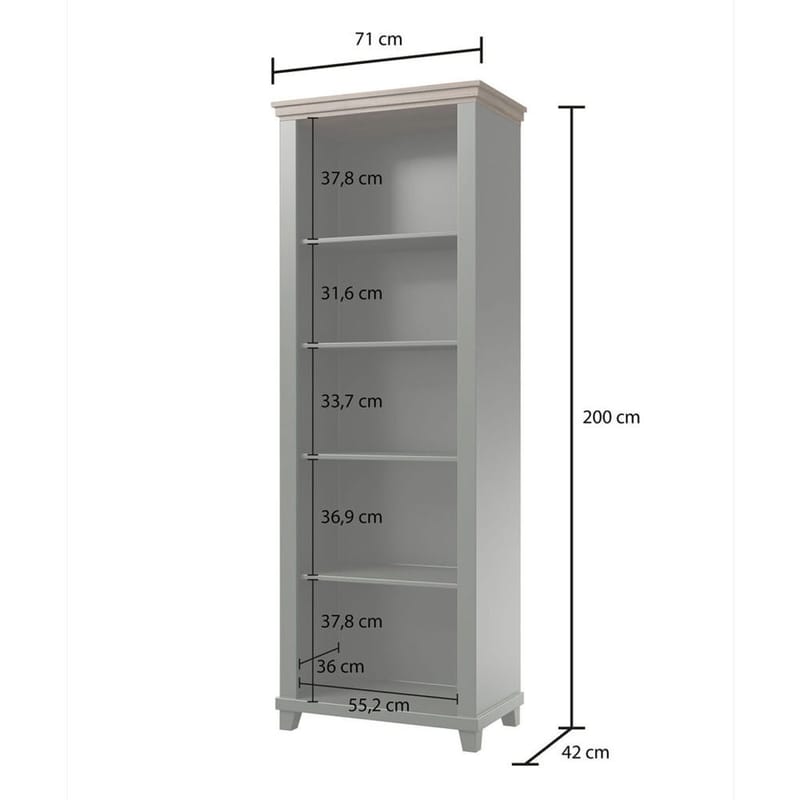 Evora kirjahylly 200 cm tammea - Vihreä - Säilytys - Hylly - Kirjahylly