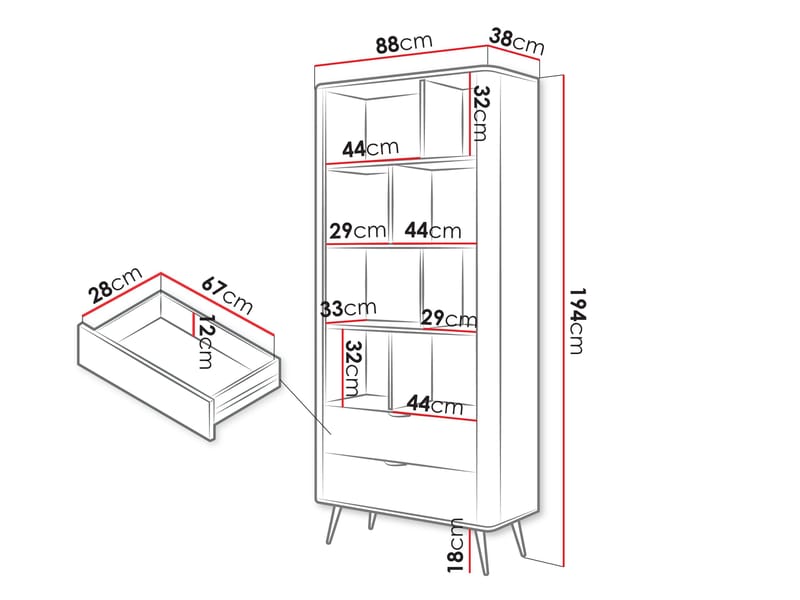 Forba Kirjahylly 194 cm - valkoinen - Säilytys - Hylly - Kirjahylly