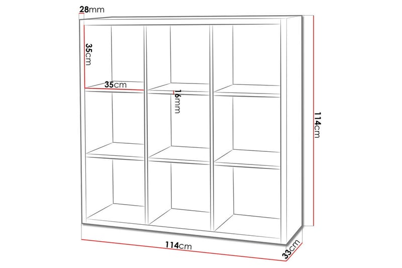 Franzine kirjahylly 114 cm - Valkoinen - Säilytys - Hylly - Kirjahylly