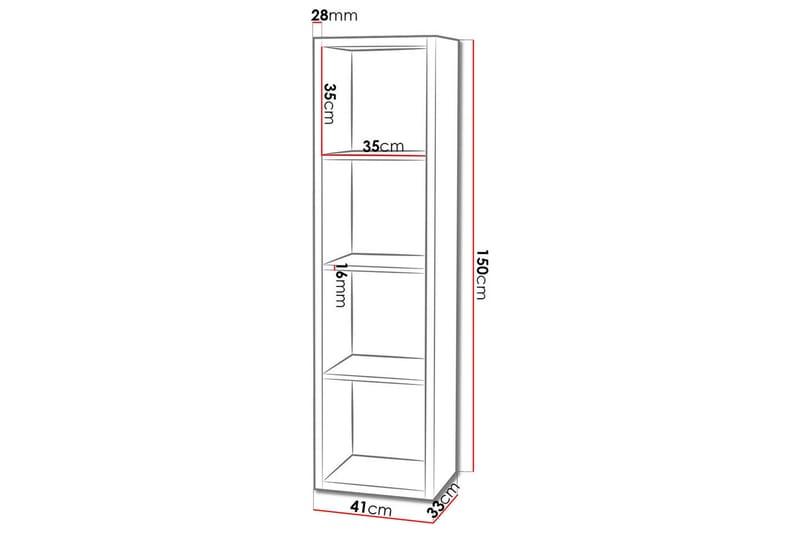 Franzine kirjahylly 41 cm maalattua puuta tammenjäljitelmällä - Beige - Säilytys - Hylly - Kirjahylly