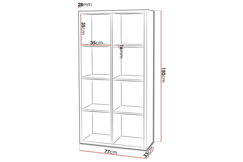 Franzine kirjahylly 77 cm - Valkoinen - Säilytys - Hylly - Kirjahylly