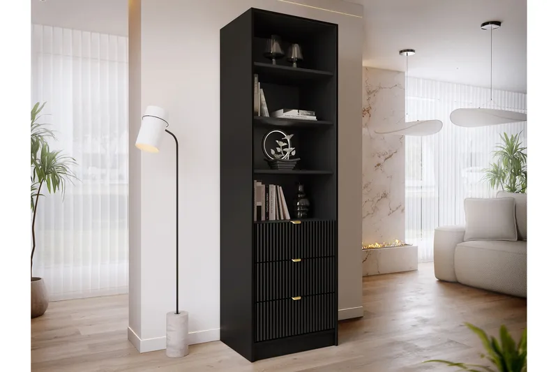 Gudelia Kirjahylly 60x40 cm - Musta - Säilytys - Hylly - Kirjahylly