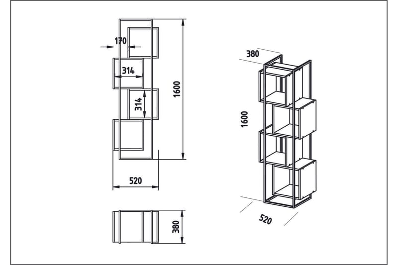 Hammann kirjahylly 38 cm maalattua puuta - Valkoinen - Säilytys - Hylly - Kirjahylly