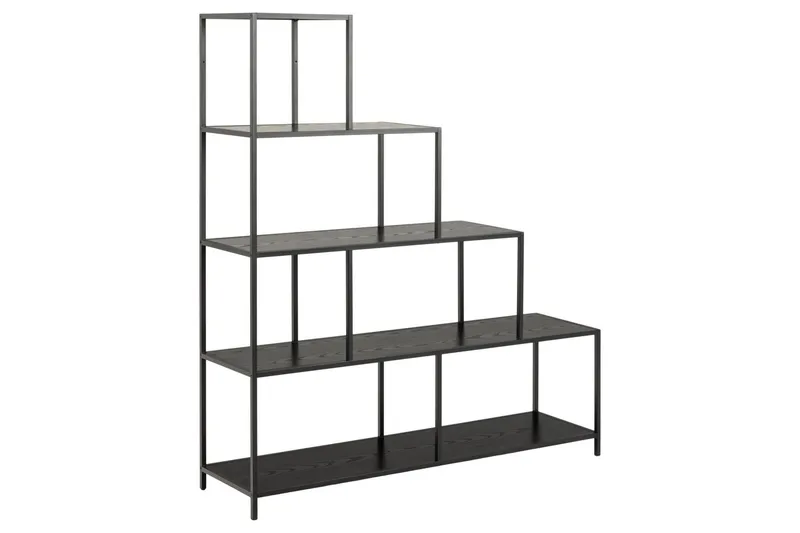 Hartsoe kirjahylly 135 cm metallia puulevyllä, Musta
