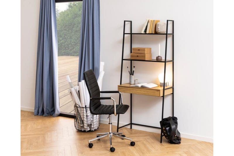 Hartsoe kirjahylly 77 cm metallia puulevyllä - Musta|Beige - Säilytys - Hylly - Kirjahylly
