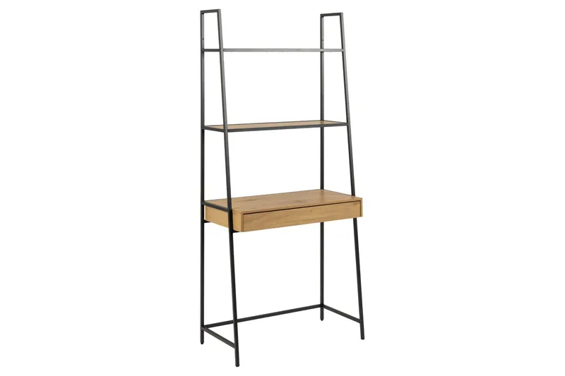 Hartsoe kirjahylly 77 cm metallia puulevyllä, Musta|Beige