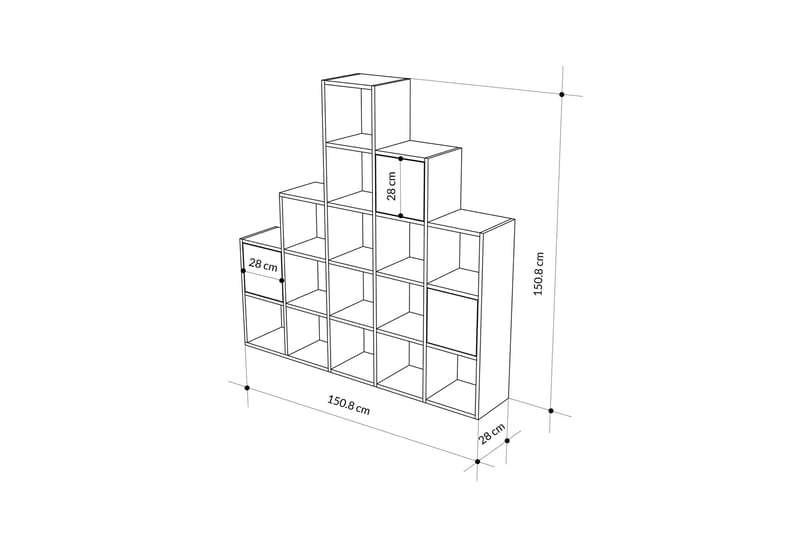 Hideo Kirjahylly 150,8 cm - Ruskea/Tammi - Säilytys - Hylly - Kirjahylly
