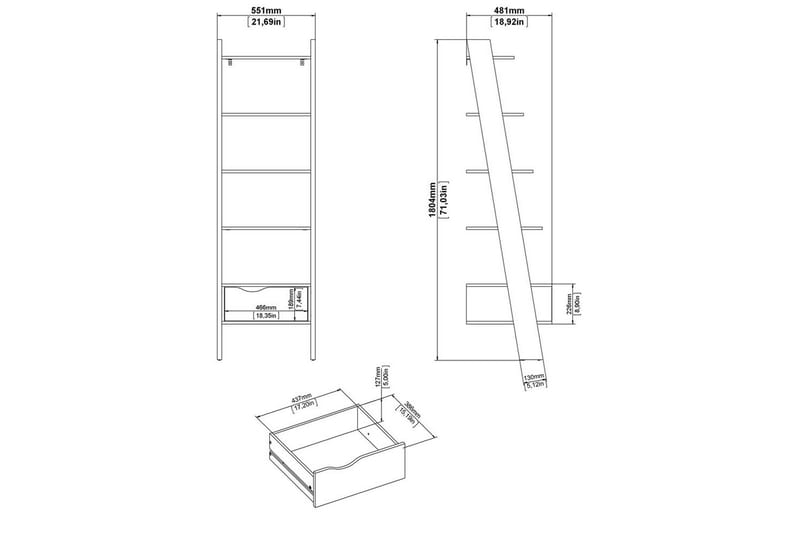 Hostafranc Kirjahylly 180 cm - Luonnonväri - Säilytys - Hylly - Kirjahylly