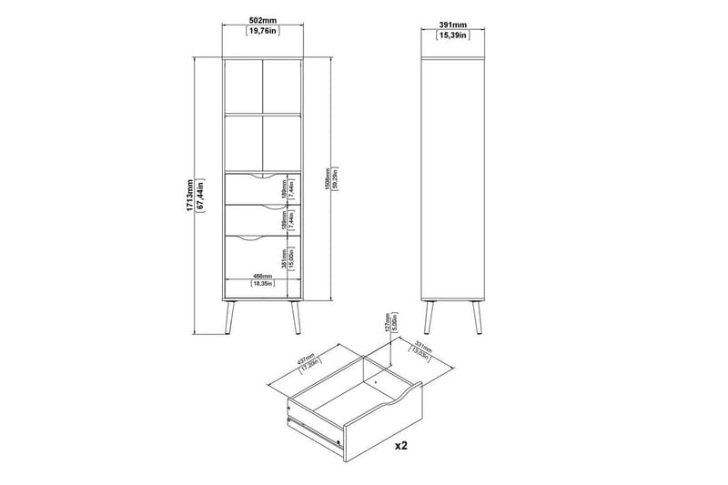 Hostafranc Kirjahylly 50,2 cm - Valkoinen - Säilytys - Hylly - Kirjahylly
