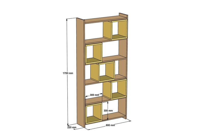Hovdane kirjahylly 80 cm pähkinänvärisenä puuta - Valkoinen|Ruskea - Säilytys - Hylly - Kirjahylly