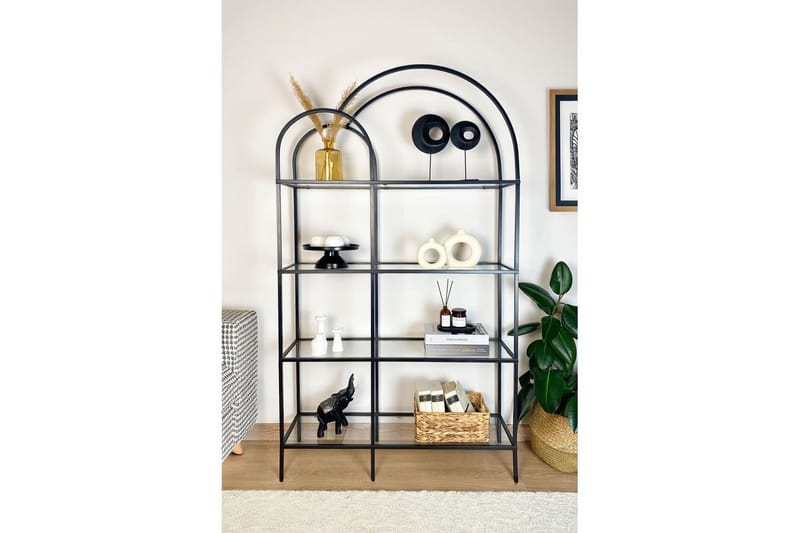 Hu Kirjahylly 100 cm - Musta/Läpinäkyvä - Säilytys - Hylly - Kirjahylly