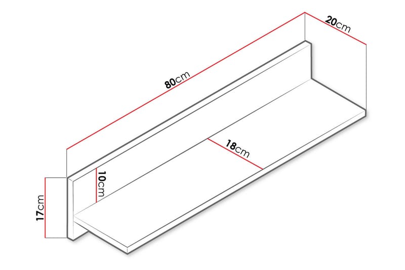 Hylly 80 cm Staton - Luonnonväri/Valkoinen - Säilytys - Hylly - Seinähylly