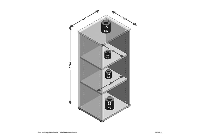 Hylly Adelina 47 cm - Valkoinen - Säilytys - Hylly - Kirjahylly