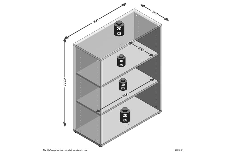 Hylly Adelina 89 cm - Valkoinen - Säilytys - Hylly - Kirjahylly