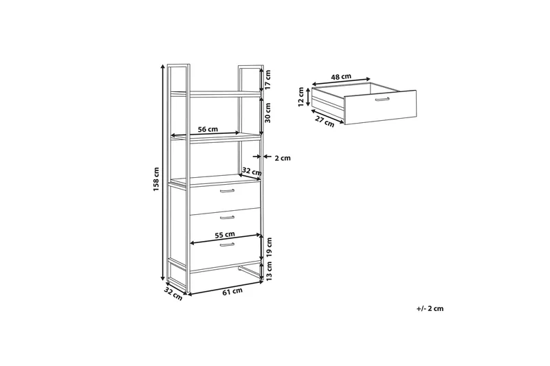 Hylly laatikoilla Tifton Tummanruskea / musta - Säilytys - Hylly - Kirjahylly