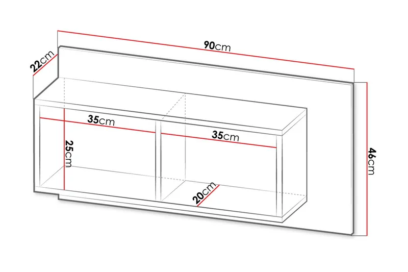 Hylly - Musta/Tammi - Säilytys - Hylly - Seinähylly